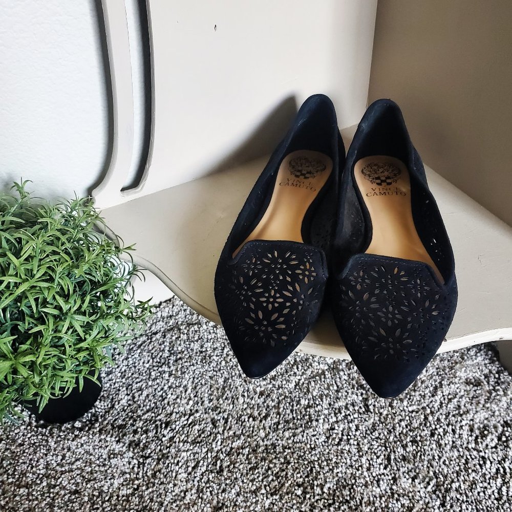*HP* Vince Camuto Black Suede Cut-Out Flats
